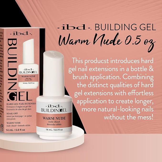 IBD Building Gel, Hard Gel Nail Extension, Warm Nude, Soak-Off, Nail Builder Strengthener, 0.5 fl oz