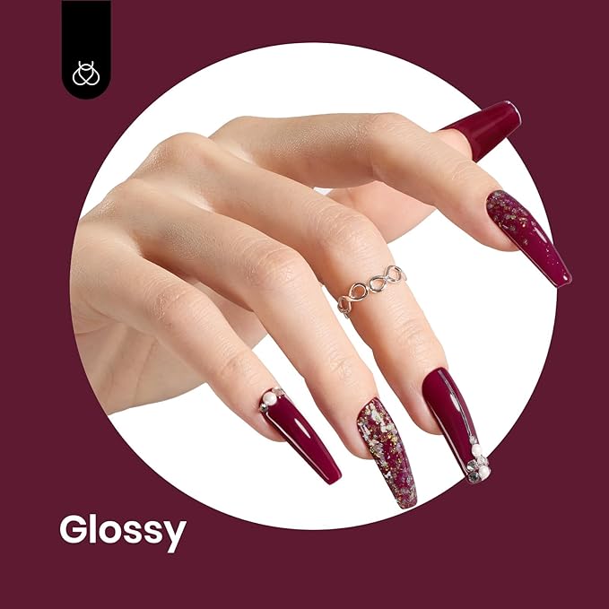 Beetles Dark Red Gel Nail Polish 15 ml Burgundy Red Gel Polish Cherry Wine Purple Color Soak Off LED UV Lamp DIY Art Design Salon Mellow Plum Nail Polish for Women