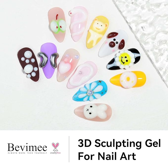 3D Nail Gel, White Sculpting Gel for Nail Art No Wipe Molding Gel Carvine Gel For Nails, Drawing Gel Liner for Nail Design Embossing Nail Tube Decoration DIY Manicure Home