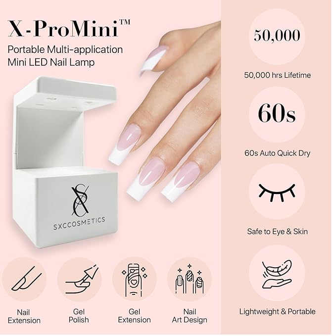 SXC Cosmetics French Tip Press On Nails Pink Series, Medium Square X-Pro Tips Starter Kit