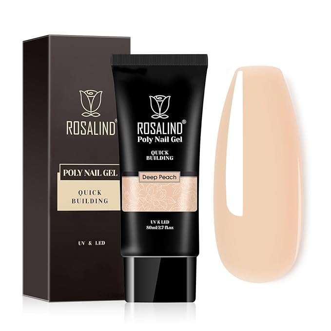 Nude Poly Nail Gel, ROSALIND 2.7 oz Nude Poly Extension Gel Builder, Nail Thickening Extension Easy to DIY Use Need UV Lamp