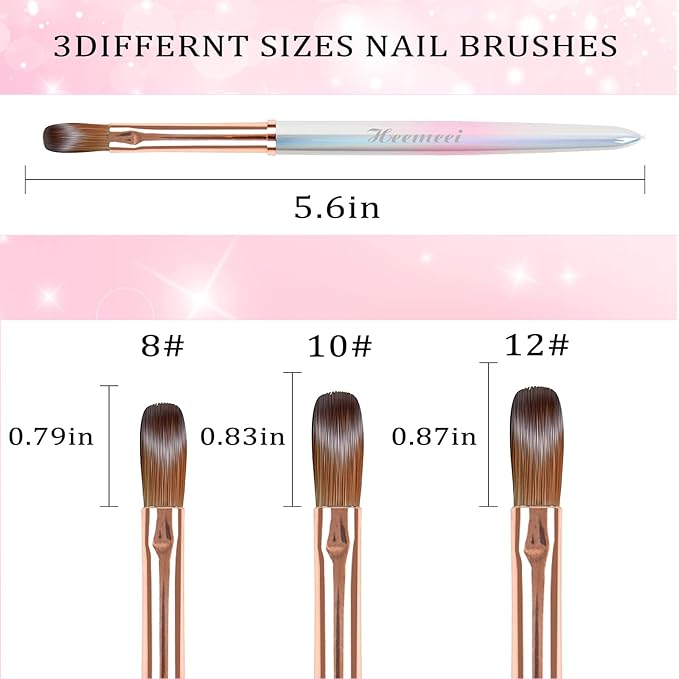 Acrylic Nail Brush Size 8, 100% Pure Kolinsky Nail Art Brush, Sturdy Handle Acrylic Powder Design Tools for Professional Manicure DIY Home Salon (8#)