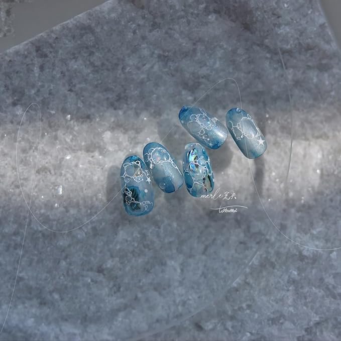 Nail Art Sticker Summer Ripple Nail Decals Reticular Water Wave Ocean Manicure for Women Girls (Water Ripple)