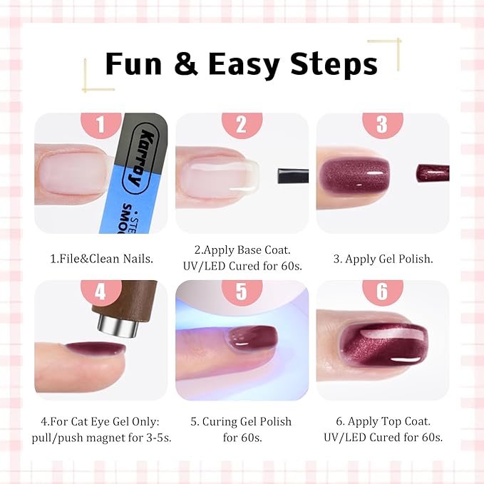 Gel Nail Polish Set, Cat Eye Gel Polish Kit, Holographic Reflective Magnetic Shimmer Glitter Brown White Pink Skin Tones Black Gel, Manicure Salon DIY Gifts, Soak Off, UV/LED Cured (9 Colors D)