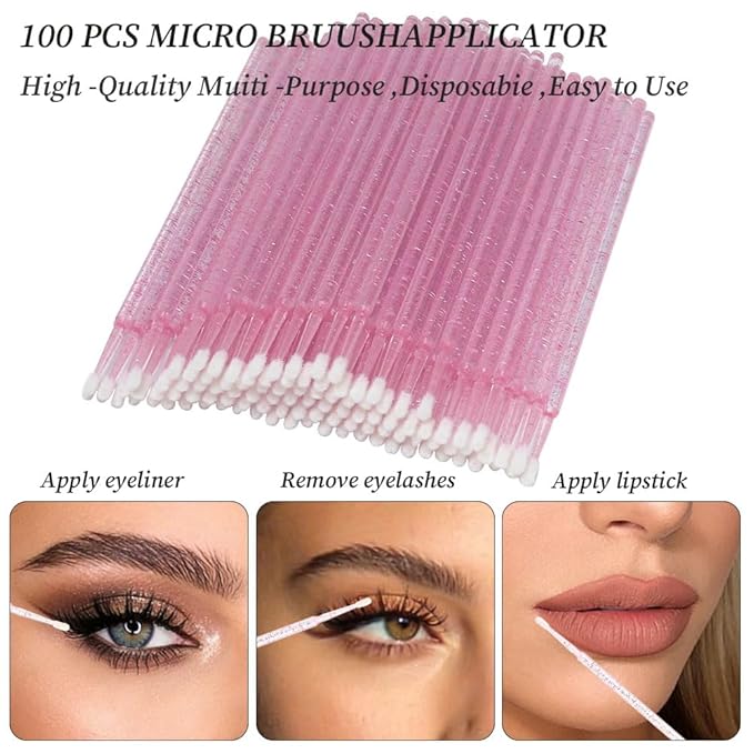 300 Pack Disposable Spoolies Brushes Sets Mascara Wand Lip Brushes Cotton Swab for Eyebrow Eyelash Extension Tattoo Lipstick Applicator