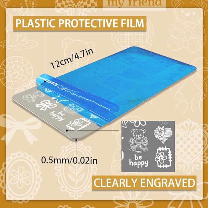 PH PandaHall 3pcs Cute Bear Nail Stamping Plates Bows Heart Nails Art Stencils Butterfly Fruit Mushroom Manicure Art Templates Lovely Sweet Style Nails Image Plates for Women Manicures Salon Design