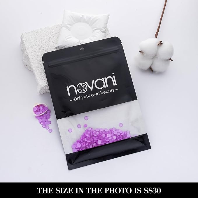 Novani 576 Pieces Flatback Rhinestones Glass Round Gems Mocha Lt.Purple Crystals for Nail Art DIY Crafts Clothes Shoes,SS30,6.4-6.6mm