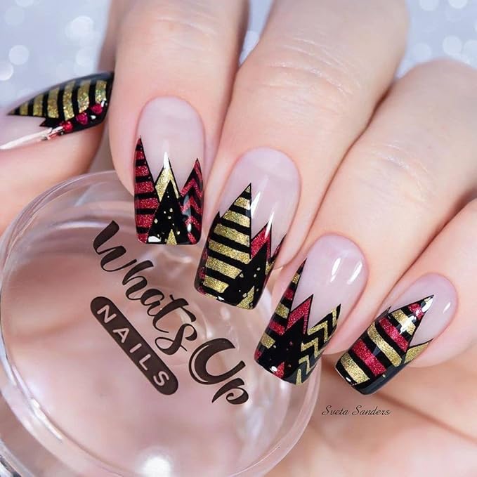 Whats Up Nails - B065 Winter Flurryland Stamping Plate for Christmas Nail Art Design