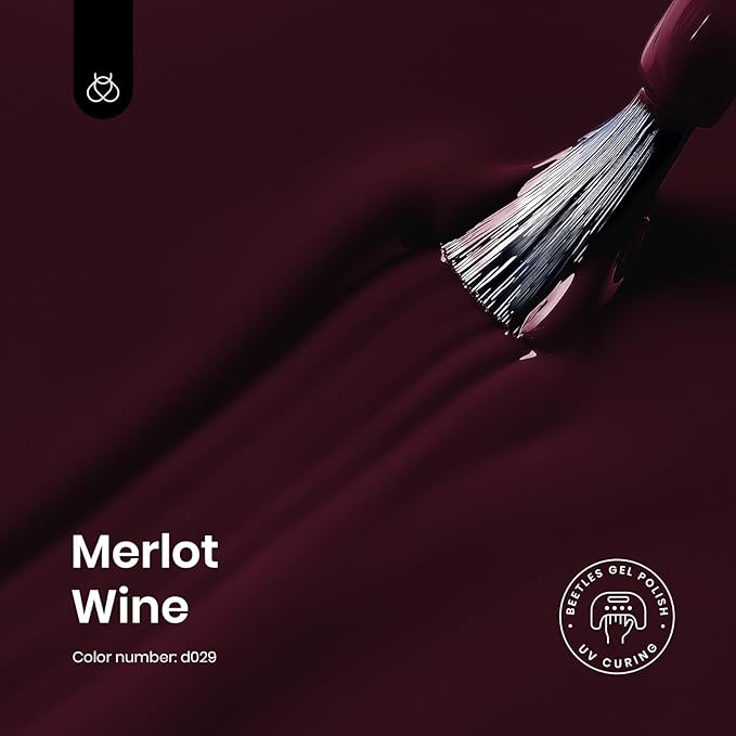 Beetles Merlot Wine Gel Polish 15ml Dark Maroon Red Gel Nail Polish Fall Soak Off UV LED Lamp Art Manicure Salon DIY Home Solid Design 0.51Oz Gift for Women