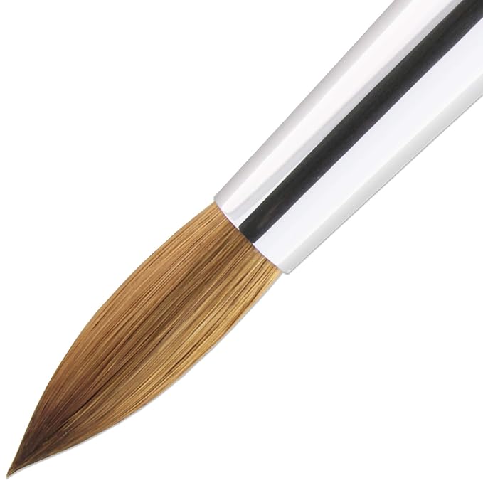 PANA Pure Kolinsky Hair Nail Brush - Round Clear Acrylic Handle (Size 12) - Nail Brush for Nail Application, Nail Extension, Manicure Pedicure Salon Beginner and Professional