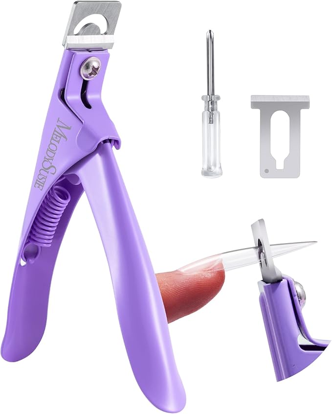 MelodySusie Acrylic Nail Clippers, Professional Nail Clippers Cutters for Acrylic Nails Fake Nail Tips, Adjustable Stainless Nail Trimmer, Manicure Tool for Salon Home Nail Art, Purple