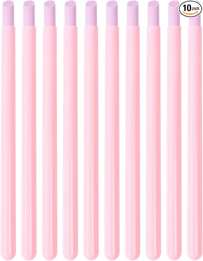 KADS 10Pcs Pumice Stone Nail File Cuticle Stone Pusher Nail Sanding Sticks Nail Art Pen Cuticle Remover Trimmer (Pink 10Pcs)