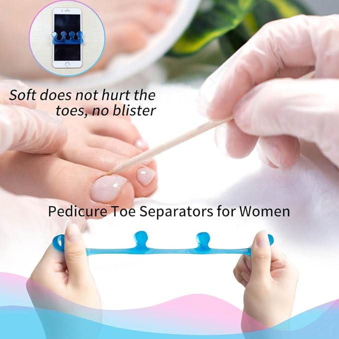SUNFATT Toe Separators for Women,Toe Spacers for Women,Repeatable Washable Toe Separators,Toe Separators for Nail Polish Application,Soft Gel Pedicure Tools.