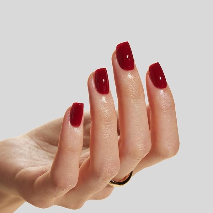 LAMIMOSA 32Pcs Classic Red Press On Nails Short Almond – Soft Gel Fake Nails in 16 Sizes, Reusable Solid Color Glue on Nails Kit, RASPBERRY