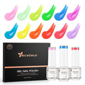 Nicedeco Gel Nail Polish Nail 12 Colors, Hema Free, Cruelty Free, Vegan, Neon Pink Yellow Blue U V Gel Manicure DIY Home for Women Girls Kit 6