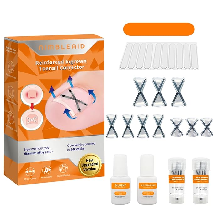 10 Patchs X-Shaped Upgrade Titanium Alloy Ingrown Toenail Corrector,At Home Ingrown Toenail Treatment for Man and Women,Ingrown Toenail Removal Kit,Curved Toenail Corrector (Large Size)