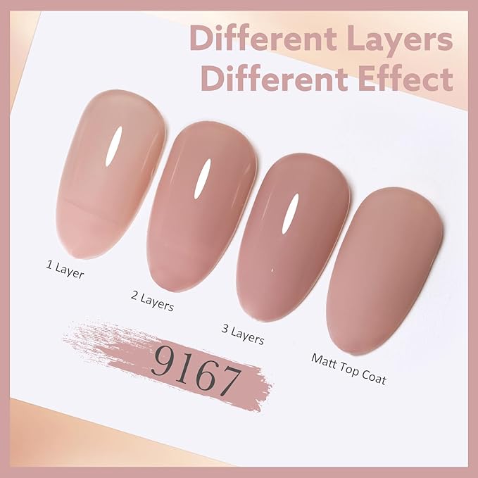 CANNI Milky Light Pink Gel Nail Polish, 1Pcs Jelly Nude Pink Gel Polish Sheer Clear Light Pink Gel Polish Translucent Color Nail Polish Gel Soak Off U V Gel Nail French Nail Manicure Salon DIY