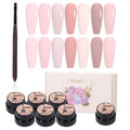 ADHERE Pink Gel Nail Set - 7 Colors with Brush, French Manicure, Soak Off LED Gel Polish, Nail Art DIY Gift