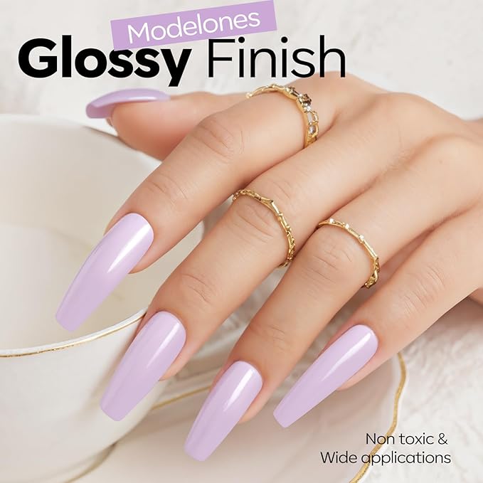 modelones Light Purple Gel Nail Polish Lilac Purple Gel Polish Lavender Pastel Nail Polish Soak Off U V LED Macaron Nail Manicure 15 ML