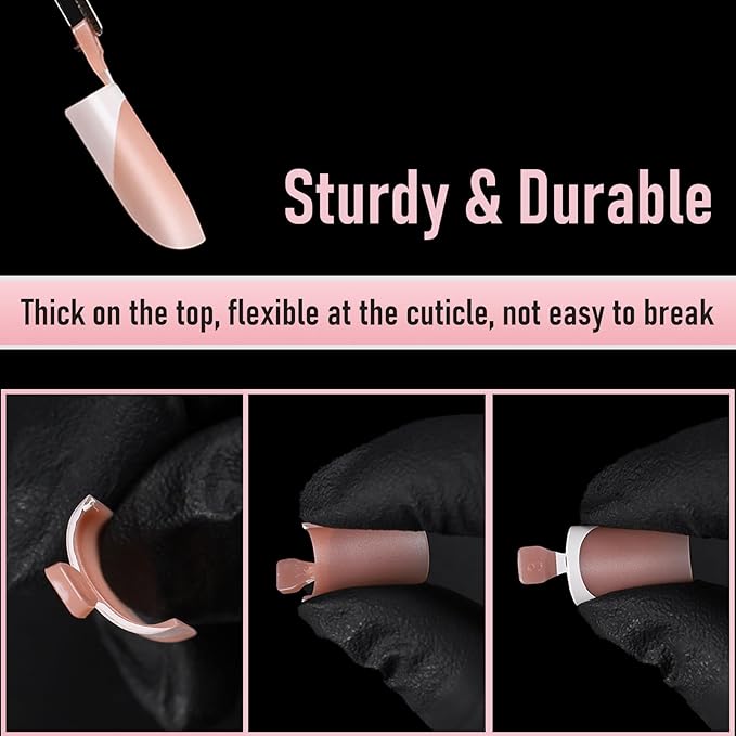 Press On Toenails, 180Pcs French Tip Toe Nails Sharp Square for Women Pre-Designed Soft Gel Thick False Toenail Extension, Brown Berry Pink Full Cover Acrylic Nails for Salon & DIY 15 Sizes