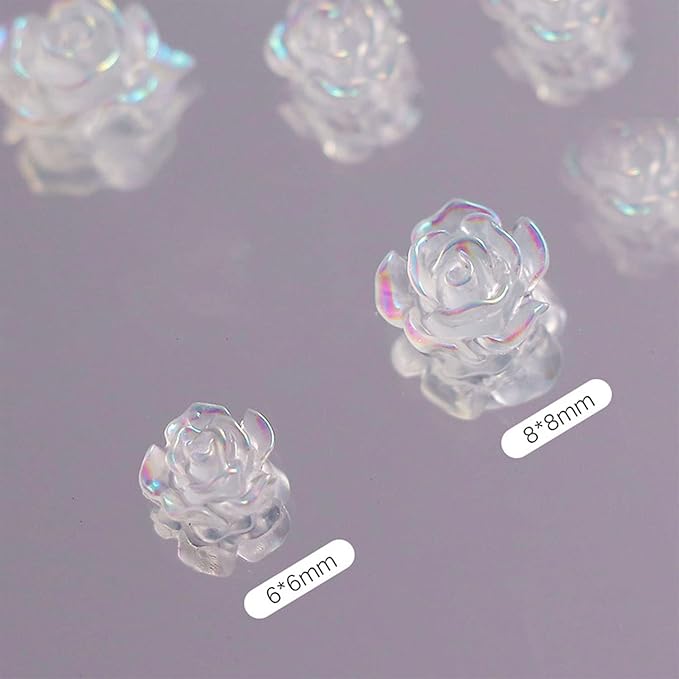 400 PCS Color Changing Flowers Nail Charms,3D Camellias Nail Decoration,Color Changing Camellia Acrylic Charms,Resin Flowers Charms Nails