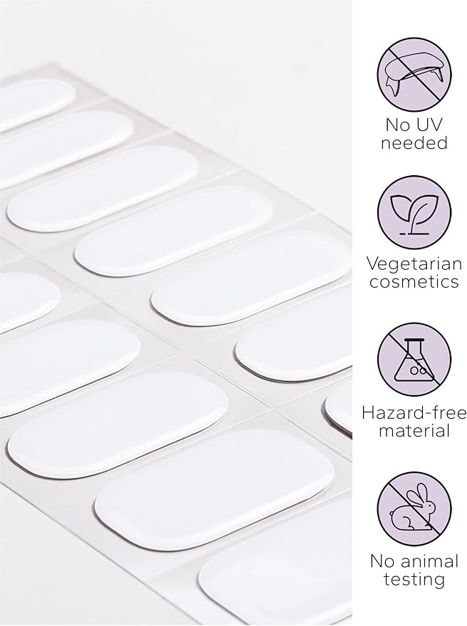 Nail Polish Strips – 32PCS UV Free Salon Quality Wraps, Long Lasting Gel Nail Stickers for Women (Ethereal White)