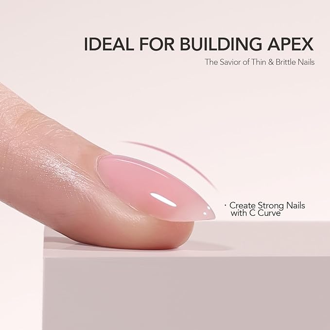 GAOY Colored Builder Base 30g with a Brush, 4-in-1 Long Lasting Nail Builder Gel Nude Pink Natural Jelly, Soak Off UV Light Cure Nail Strengthening, Flamingo Pink
