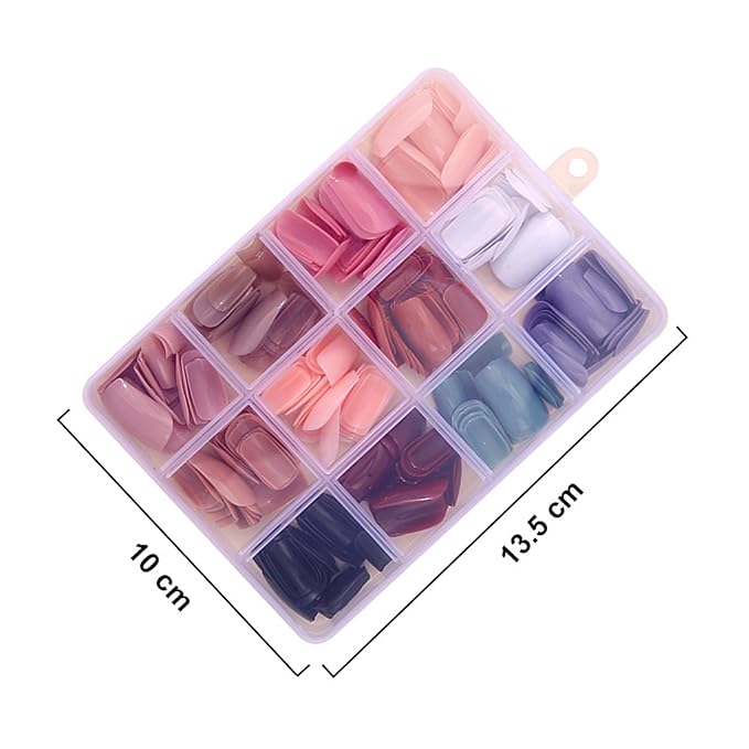 288Pcs Square Press on Nails Short 12Packs Medium Square Fake Nails Glossy Nature False Nail Tips Solid Color Acrylic Nails Press ons for Women Girls Daily Wear Manicure Art 12 Colors