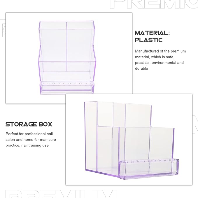 Beaupretty 2pcs Professional Nail Drill Bit Organizer Dustproof Plastic Storage Box for Grinding Heads and Accessories for Nail Salons and Home Use Design for Easy Access