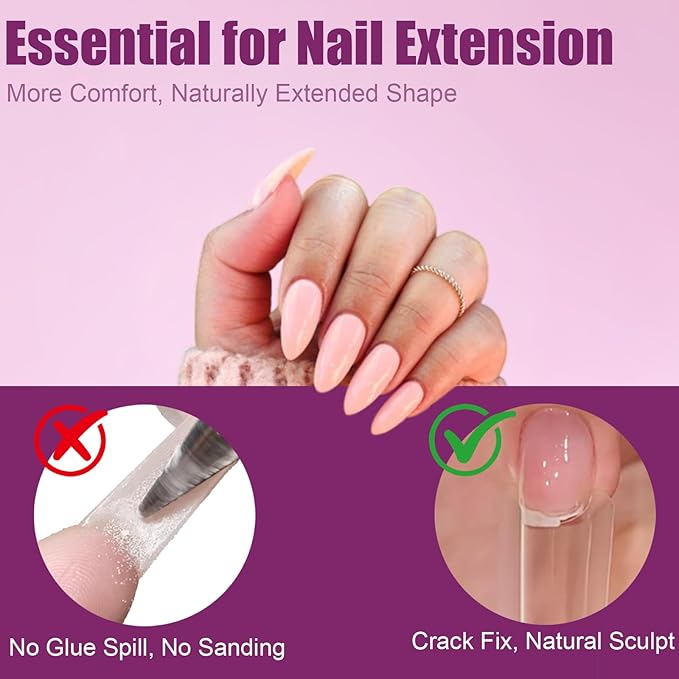 280 Pcs Original Sandwich Nails Dual Form with Guide Lines Almond Round Nail Mold for Builder Gel Nail Extensions Art Design Salon DIY at Home