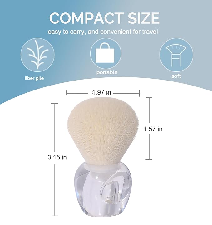2Pcs Nail Dust Brush Set, Transparent Base with Hollow Cavity Design (Better Grip) - Soft Kabuki Cleaner Brush for Acrylic Nails, Manicure Dust Removal & Makeup