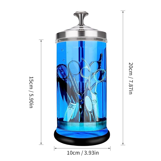 Disinfectant Sterilizer Glass Jar for Nail Tools and BarberShop Hair Stylist Tools (33 Oz /1000ml)