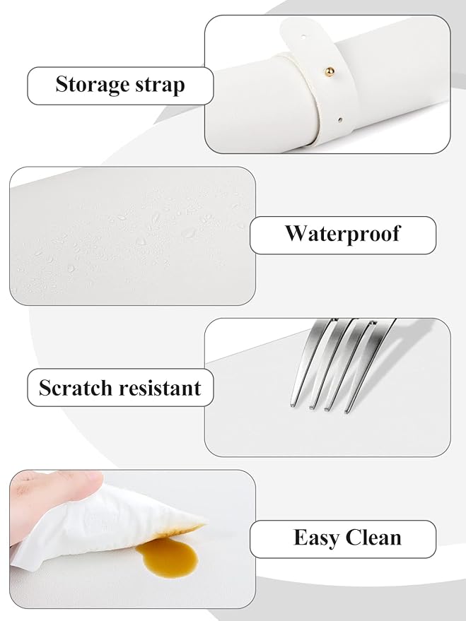 (MAT ONLY) White Nail Art Table Mat, Foldable Nail Art Hand Rest Pad for Nail Arm Rest Cushion, Soft Microfiber Leather Nail Mat, Manicure Pad Nail Table Pad Desk Mat for Nail Technician Salon Home
