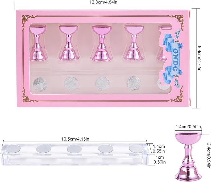2 Sets Nail Stand for Press on Nails Art Display Practice Fake Nail Tips Holder for Painting Nails Stand Magnetic False Nail Practice Stand for Home DIY Nail Art and Nail Salon, Pink1