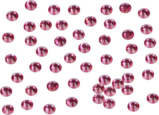 1440PCS Art Nail Rhinestones Non Hotfix Glue Fix Round Crystals Glass Flatback for DIY Jewelry Making with one Picking Pen (ss16 1440pcs, Fuchsia)