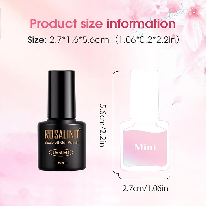 ROSALIND 12PCS Jelly Gel Polish, Clear Translucent Gel Nail Polish Set Sheer Transparent Effect Soak Off UV Set Nude Pink Nail Art Collection Salon DIY at Home Gifts for Women