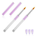 2PCS Nail Ombre Brush Nail Painting Art Brushes with Rhinestone Handle UV Gel Polish Nails Drawing Pen Nails Art Brushes for Nail Design
