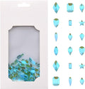 100pcs Aurora Aquamarine Si Transparent Crystal ab Flat Back Glass Colored Nail Gems and Rhinestones Bulk Shapes Mix for Nail Design