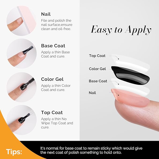 MelodySusie 2Pcs 15ml No Wipe Glossy Top Coat & Base Coat Set Long Lasting Shine Finish Soak Off UV LED Nail Lamp Nail Art Design Manicure Kit Perfect Gifts for Women Girls