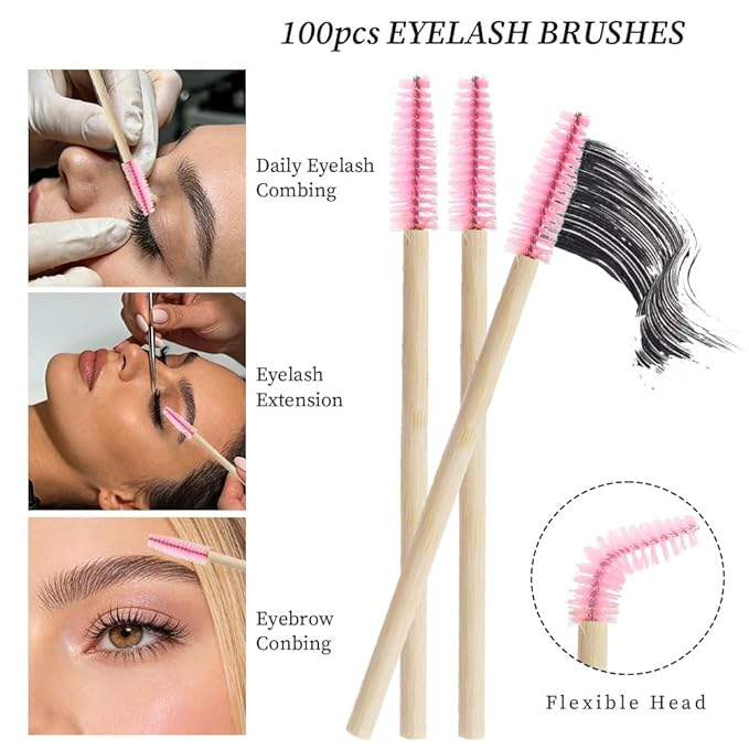 300 Pack Disposable Spoolies Brushes Sets Mascara Wand Lip Brushes Cotton Swab for Eyebrow Eyelash Extension Tattoo Lipstick Applicator