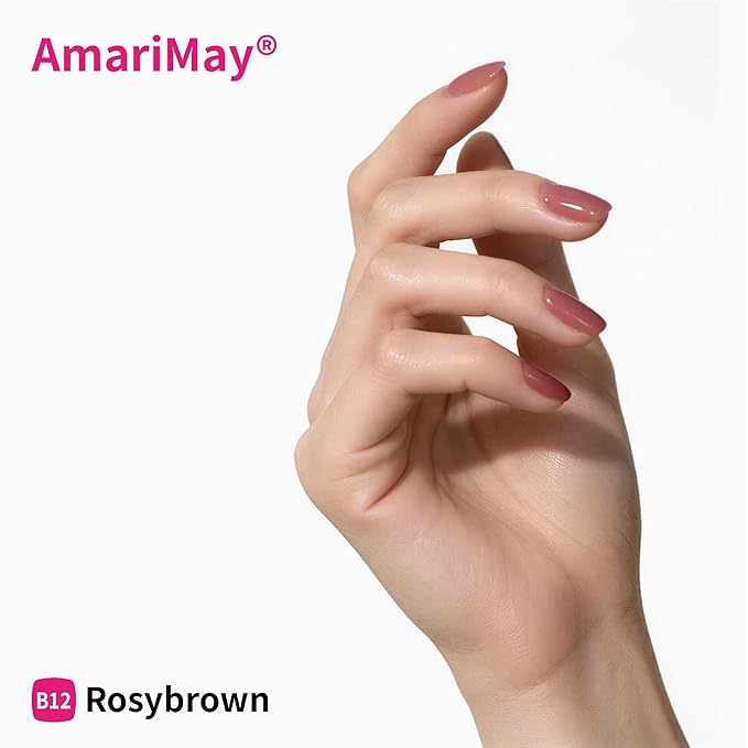 Color Rubber Base Builder Gel, 15ml, Rosybrown, Sheer Nail Gel, 3-in-1 Soak Off Nail Strengthener UV/LED needed B12.