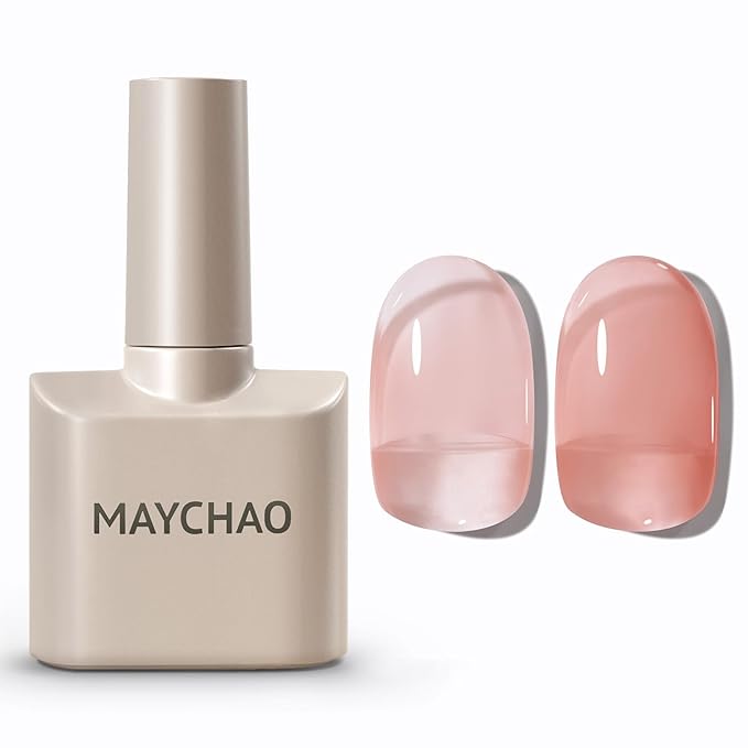 MAYCHAO Jelly Gel Nail Polish -15ML Sheer Pink Jelly Gel Polish Soak Off UV LED Nude Pink Nail Polish for DIY Manicure Home Salon Nail Art Visit the MAYCH, 0.5 OZ