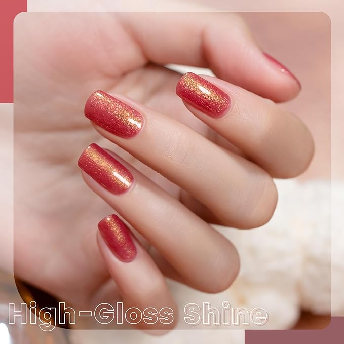 RARJSM Nude Glitter Gel Nail Polish Cherry Pink Tone Gold Rainbow Glitter Chunky Iridescent Sparkle Shimmer Diamond Transparent Gel Polish Single Bottle Soak off UV LED Cured for Home Salon Manicure