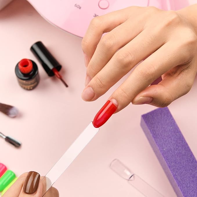 AZUREBEAUTY 50 Pcs Nail Color Sticks with Ring, Clear Fan Shape Nail Art Polish Display Tips, False Nail Sample Sticks, Nail Practice Color Display, Transparent nail Practice-Tips for Manicure