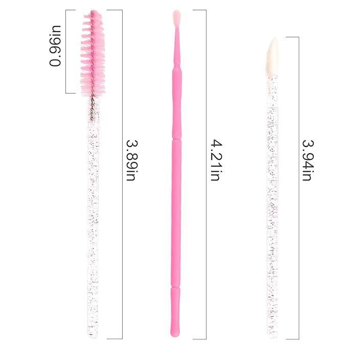 300 Pack Disposable Spoolies Brushes Sets Mascara Wand Lip Brushes Bamboo pole-shaped Handle Cotton Swab for Eyebrow Eyelash Extension Tattoo Lipstick Applicator(Pink)