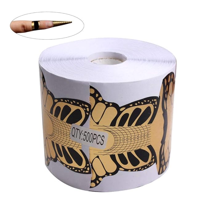 500pcs Pro Butterfly Square Tips Nail Form Forms for C Curve Acrylic UV Gel Nails Builder Nail Extension Nail Art Tool Guide Stickers Dispenser