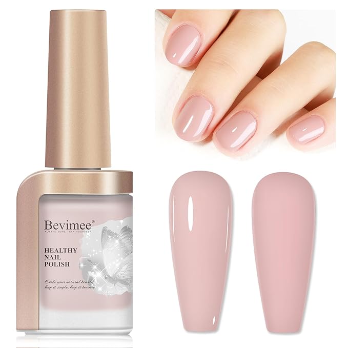 Nude Nail Polish Quick Dry, Natural Sheer Color Nail Lacquer, Long Lasting & Fast Drying, Fingernail Concealer Polish, 12ML for French Manicure Valentine's Day Gift