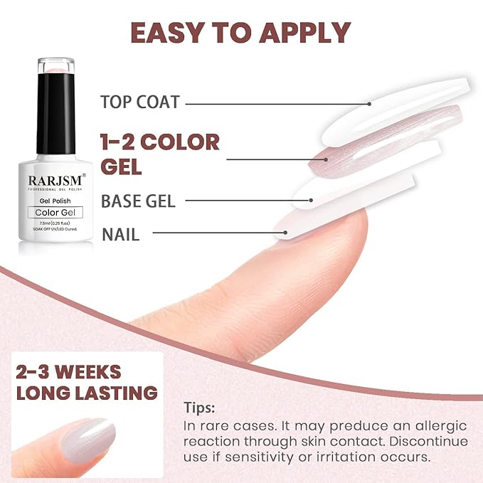 RARJSM Pearl Gel Nail Polish, Light Pink Glitter Drawing Gelpolish Soak Off UV Shimmer Mermaid Nail Gel for Salon Home DIY Manicure Use