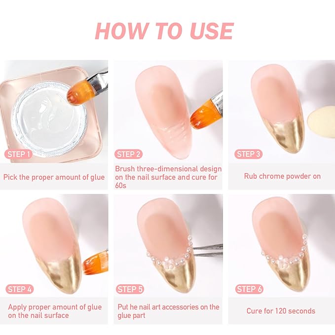 VARNAIL ELastic Gem Gel, No Wipe Stick Gel, Super Sticking Nail Gel Long Lasting Gel, Universal Gem Gel for rhinestones and nail accessories (No Wipe -Jelly 8g)