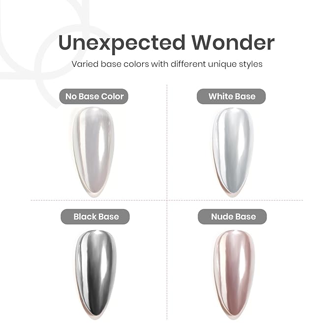 Beetles Gel Nail Polish Kit with U V Light 48W Led Nail Lamp 6 Colors Christmas beetles Gel Polish Chrome Nail Powder for Gel Nails, 1g Glazed Silver Nail Powder Mirror Effect Nail Manicure